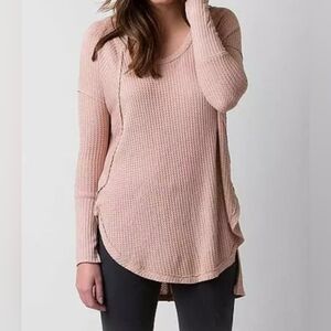 Free People Drippy Thermal Top, Faded Rose color long sleeve sweater sz S